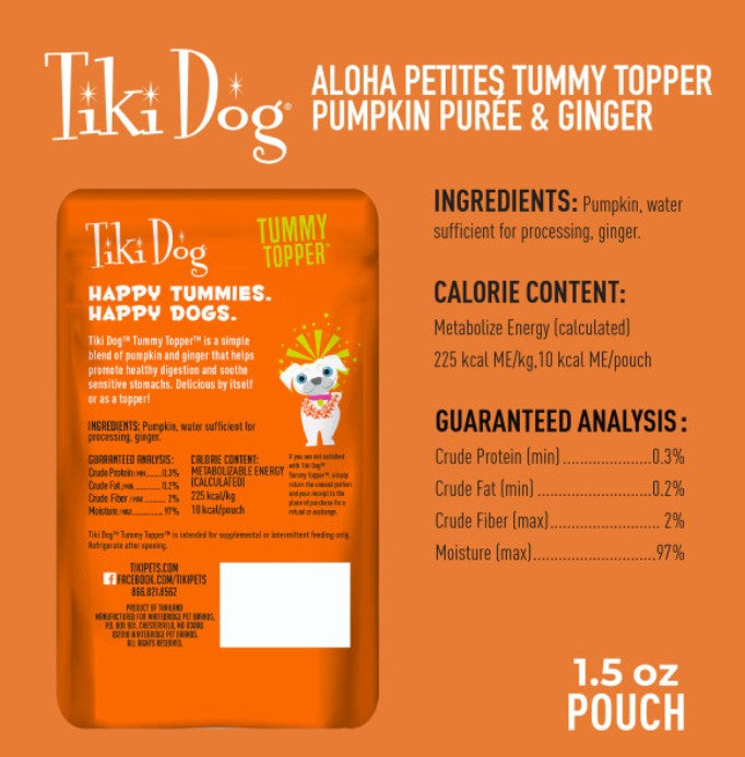 Tiki Dog Tummy Topper Pumpkin Puree Wet Dog Food Topper