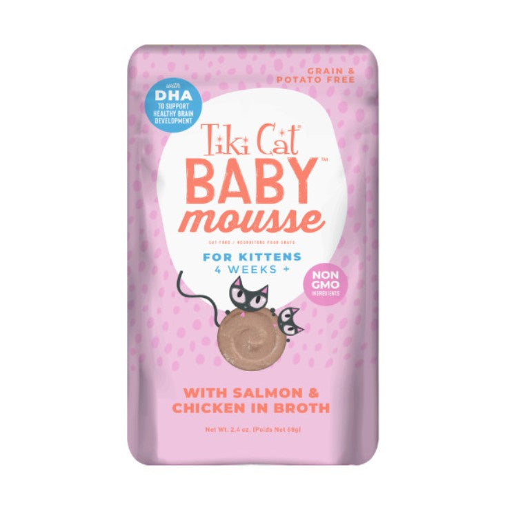 Tiki Cat Baby Mousse Salmon & Chicken Wet Cat Food for Kittens Food Pouch