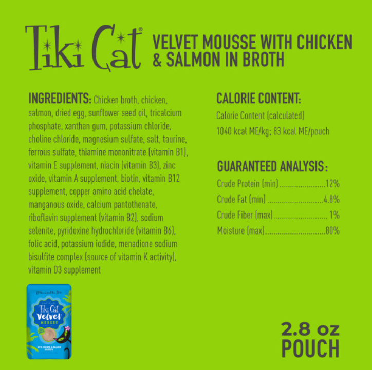 Tiki Cat Velvet Mousse Chicken & Salmon Wet Cat Food Pouches