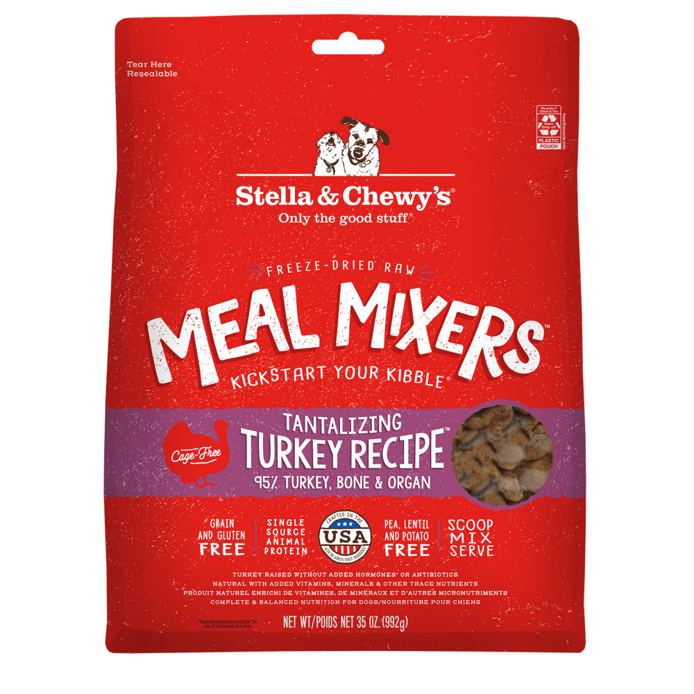 Stella & Chewys Freeze Dried Grain Free Raw Tantalizing Turkey Meal Protein Rich Mixer Dog Food Topper for Small & Large Breeds